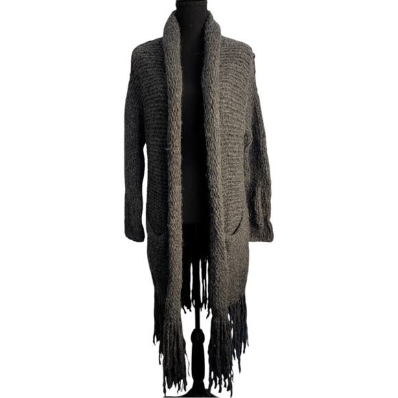 Raquel Allegra Alpaca Open Cardigan Boho Handmade Fringe size 0 - Picture 1 of 15